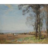 JOHN CAMPBELL MITCHELL (1862-1922) A farming scene with fields being ploughed by horses, signed