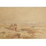 DAVID COX JR. (1809-1885), Two figures carrying baskets in a sparse landscape, signed and dated 1847