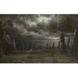 DAVID COX (1783-1859) "Stonehenge by Moonlight", signed lower left, charcoal and pastel on paper,