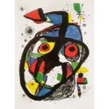 •JOAN MIRO (1893-1993) A coloured abstract face, numbered V11/XXX, 25" x 18.5". See illustration