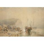 COLLINGWOOD SMITH (1815-1887) "Fish market" signed lower left, watercolour, 19.25" x 28.5. See