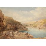 JAMES GEORGE PHILP (1816-1885), A coastal scene, lobster fishing, signed lower left, watercolour,