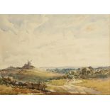 •ALEXANDER CARRUTHERS GOULD (1870-1948) A landscape with windmill, signed lower left, watercolour,