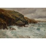 FREDERICK R. FITZGERALD (1897-1938) A coastal scene with heavy seas, signed lower left, oil on