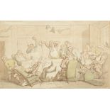 THOMAS ROWLANDSON (1756-1827), Dr. Syntax series "Accident at the Club", watercolour, 6"x 9.5".