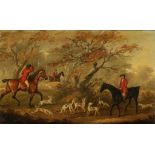 ATTRIBUTED TO JOHN NOST SARTORIUS (1759-1828) A small pair of hunting scenes, oil on panel, 3.75"