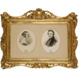 A YOUNG PORTRAIT OF QUEEN VICTORIA AND PRINCE ALBERT, ovals, mounted in a single giltwood frame,