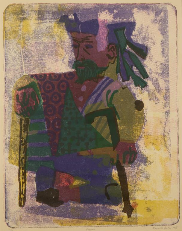 •MAXWELL BATES (1906-1980) "Beggar", signed and dated 1958 in the margin, 17.75" x 14.75"