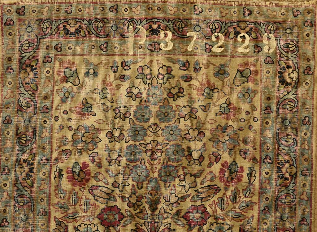 A SMALL PERSIAN RUG OF ISVAHAN TYPE, the ivory ground with a pale blue and red floral pattern, - Image 2 of 2