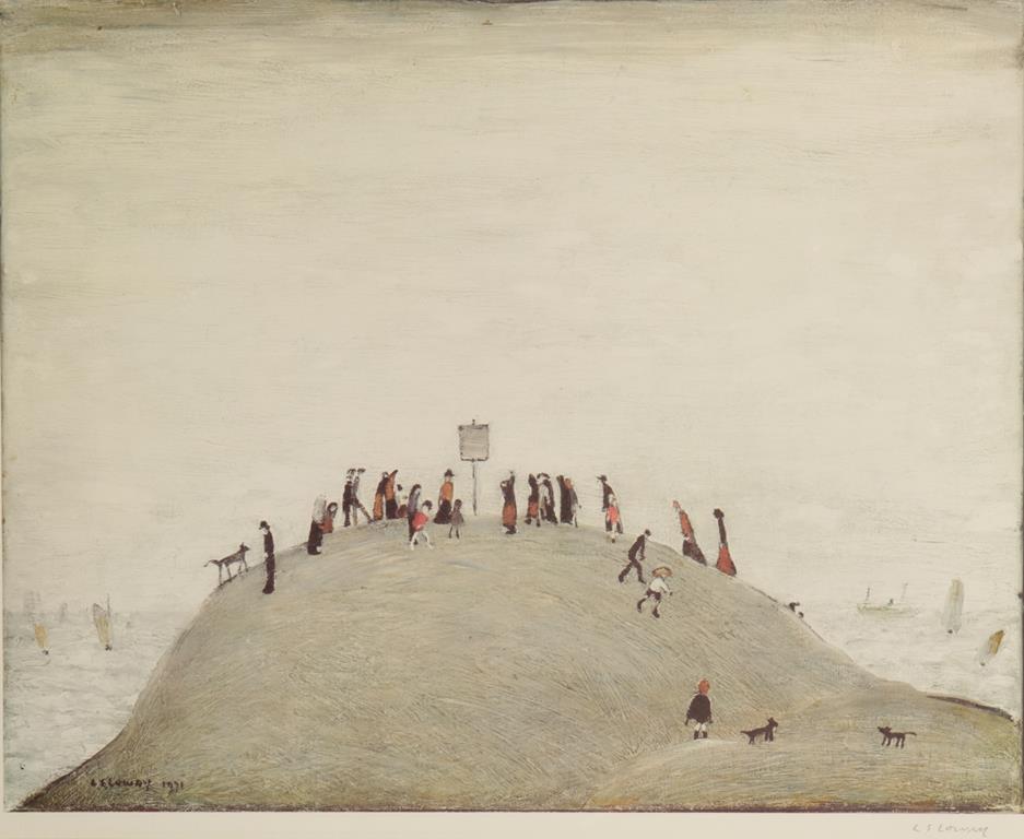 •LAURENCE STEPHEN LOWRY RA (1887-1976) "The Noticeboard", this reproduction is one of a single