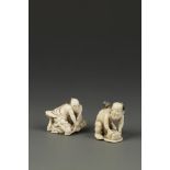 TWO JAPANESE IVORY NETSUKE