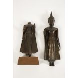 TWO THAI BRONZE STANDING BUDDHAS