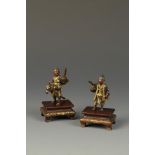 A PAIR OF JAPANESE GILT-BRONZE MINIATURE FIGURES BY EISUKE MIYAO