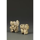 TWO JAPANESE IVORY NETSUKE