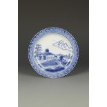 A CHINESE BLUE AND WHITE 'VAN FRYTOM' STYLE PLATE