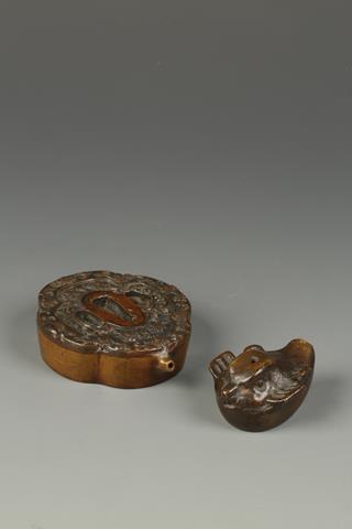 TWO JAPANESE BRONZE WATER DROPPERS