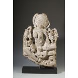 A CENTRAL INDIAN SANDSTONE FIGURE OF A FEMALE DIVINITY