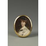 OLGA MORGAN An oval portrait miniature painted on ivory of Vera Morgan