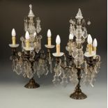 A PAIR OF CRYSTAL TABLE CANDELABRA