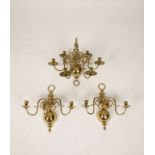 A SMALL DUTCH BRASS CHANDELIER