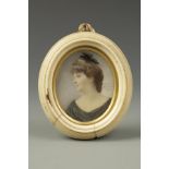 OLGA MORGAN A portrait miniature on ivory of a side profile of a lady