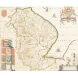 JACOB BLAEU: "Lincolnia" a hand-coloured map