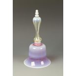 AN UNUSUAL VICTORIAN VASELINE RUBY AND YELLOW GLASS BELL