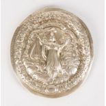 A VICTORIAN SILVER GUARDIAN ASSURANCE COMPANY FIREMAN'S BADGE, oval with Athene holding a spear