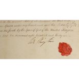 DUKE OF WELLINGTON INTEREST: A DOCUMENT SIGNED BY ARTHUR, DUKE OF WELLINGTON, to John Davis, 1831,