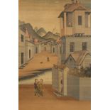 CHINESE SCHOOL, 18th/19th century A painted hanging scroll in a case, depicting a Jesuit