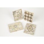 A VICTORIAN MOTHER OF PEARL CARD CASE, with diamond-shaped silver panels to one side, each