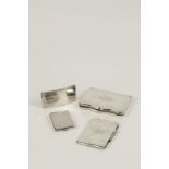 AN EDWARDIAN AIDE MEMOIRE of shaped rectangular form, monogrammed, 4", another aide memoire, an