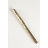 A 9CT YELLOW GOLD SWAN FOUNTAIN PEN, with herringbone engine turned decoration, hallmarked and