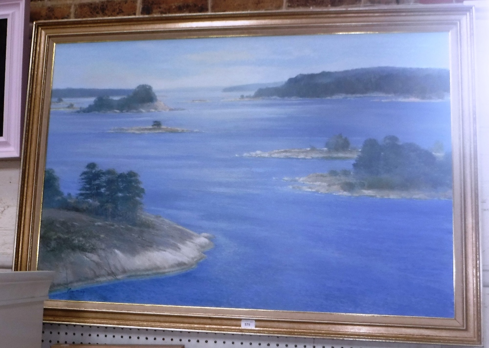 POUNTNAY: A large oil on canvas view of Stockholm Archipelago