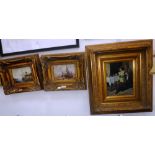 THREE PRINTS AFTER DUTCH MASTERS in heavy gilt frames