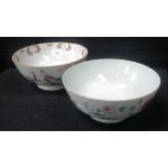 A CHINESE EXPORT FAMILLE ROSE PUNCH BOWL and another similar