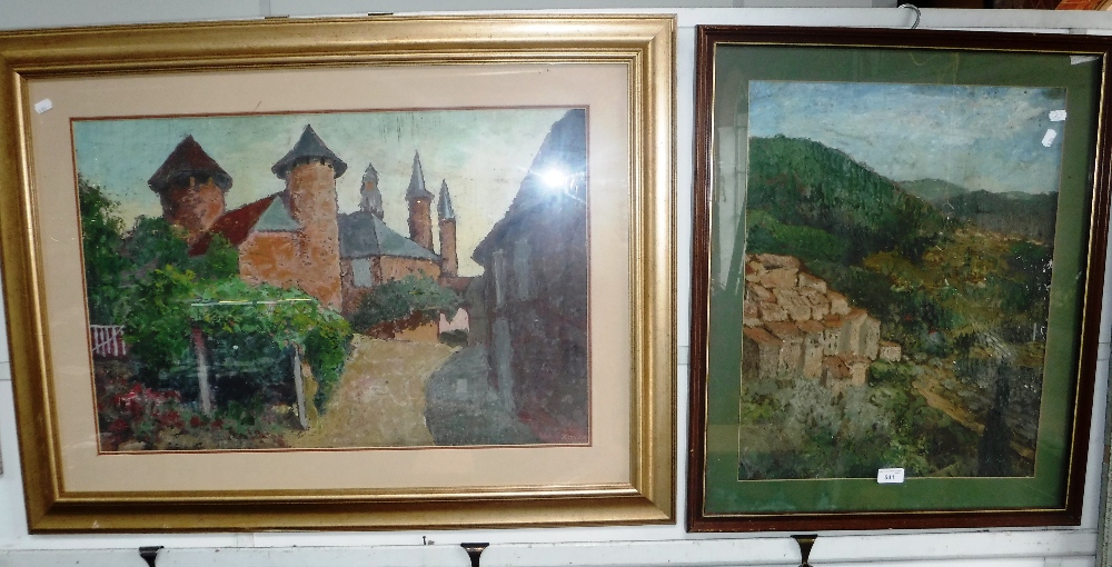 WILLI RONDAS: 'Collonge la Rouge, Dordogne', oil on canvas and another similar 'Bargemon'