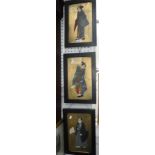 A SET OF THREE JAPANESE APPLIQUE PICTURES of figures in traditional costume and a 19th century