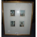 JOHN SKINNER PROUT 1806-1876: A set of four miniature studies of classical ruins, watercolour