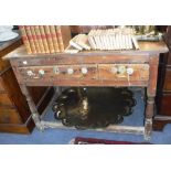 AN OAK LOWBOY FITTED TWO DRAWERS, 18th century and later 38.5" wide