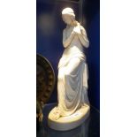 AN ART UNION OF LONDON COPELAND PARIAN STATUE of a naked woman holding a dove