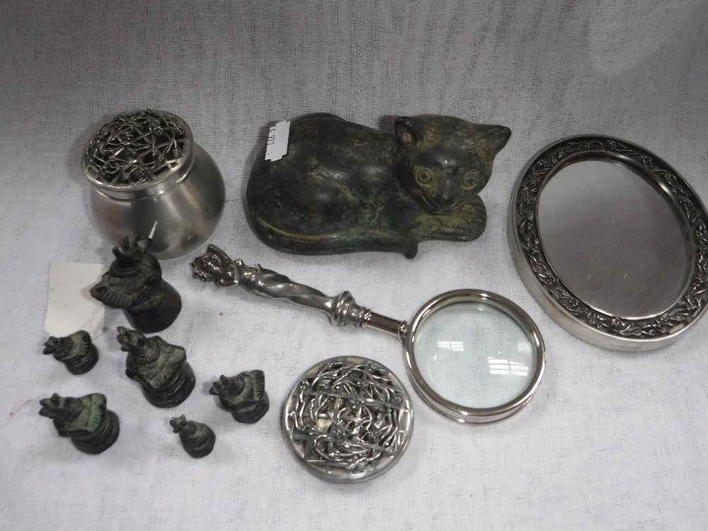 A SMALL COLLECTION OF PEWTER and similar decorative metalwork