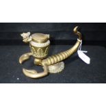 A BRASS INK STAND on a scorpion shaped base