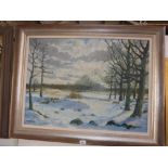 OLDBERG (?): A snowy landscape with trees, indistinctly signed