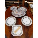 A PART 19TH CENTURY CONTINENTAL DESSERT SERVICE, the border hand painted with floral sprays and a