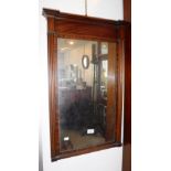 A 19TH CENTURY MAHOGANY WALL MIRROR with rectangular plate