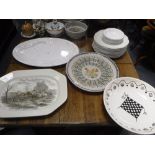 A QUANTITY OF WHITE GLAZED 'ROYAL CAULDON' DINNER PLATES AND A COLLECTION OF SERVING DISHES