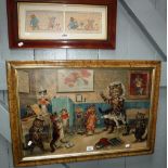 LOUIS WAIN: A 19th century framed chromolithograph 'The Naughty Puss', showing various cats at