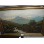 ANDREW BEER: An Edwardian oil on canvas Highland scene in gilt frame