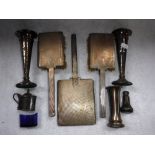 A THREE PIECE SILVER 'ART DECO' DRESSING TABLE SET and other similar items